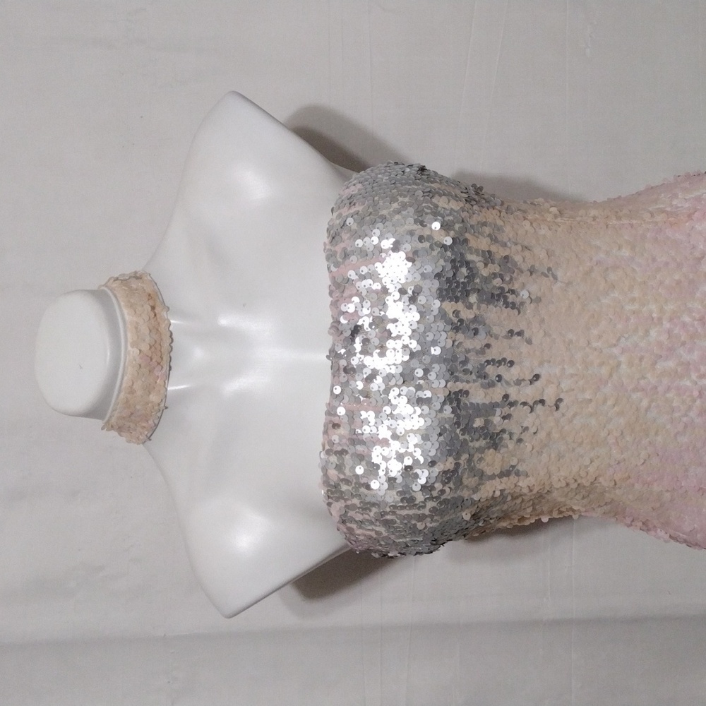 L’Atiste NWT Ombre Sequin Bodycon Dress Strapless High Neck Party Cocktail Large - Picture 4 of 16